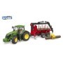 Bruder tractor John Deere 7R 350 cu remorca forestiera si 4 busteni